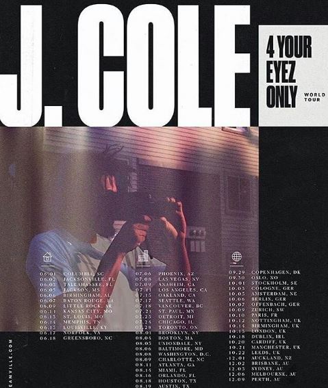 j cole announces 4 your eyez only world tour